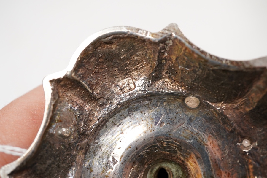 A George II silver taperstick, maker probably Richard Gosling, London, 1738, 99mm, engraved 'I. Alexander' to the base.